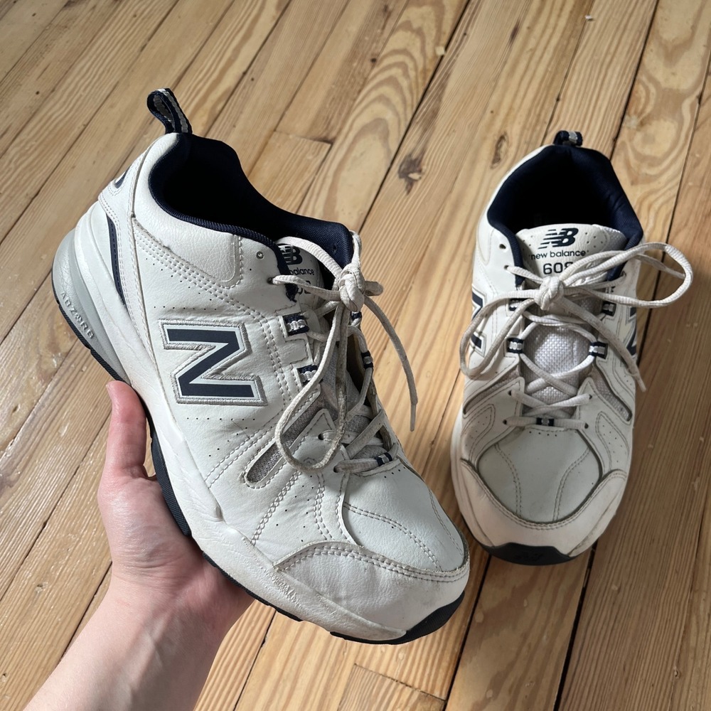 New Balance 608 V5 Training Shoes Mens 11 4E White Navy Blue Leather MX608WN5
